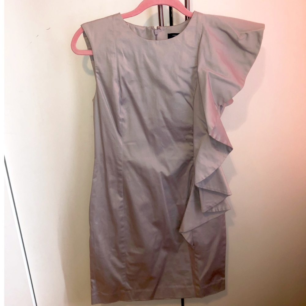 French Connection Lilac Ruffle Shoulder Dress